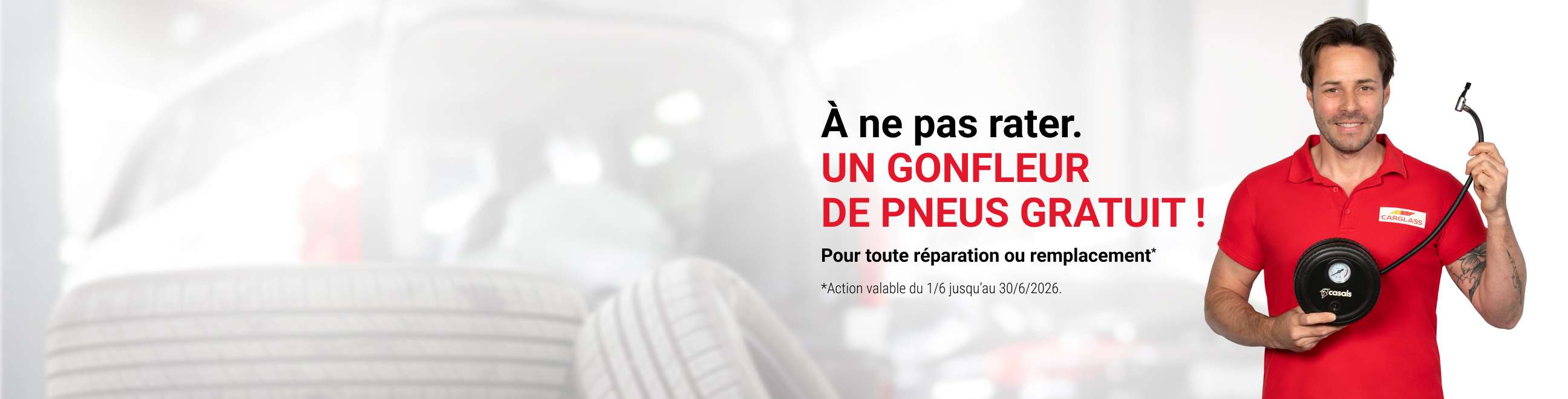 Bannière promotionnelle : gonfleur de pneus gratuit
